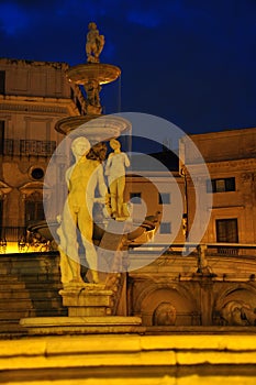 Palermo piazza liberta square by night. Sicily, Italy photo